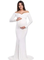 fall maternity elegant fitted gown pregnant photo shoot clothing long sleeve v neck ruched slim fit maxi pregnant long dress