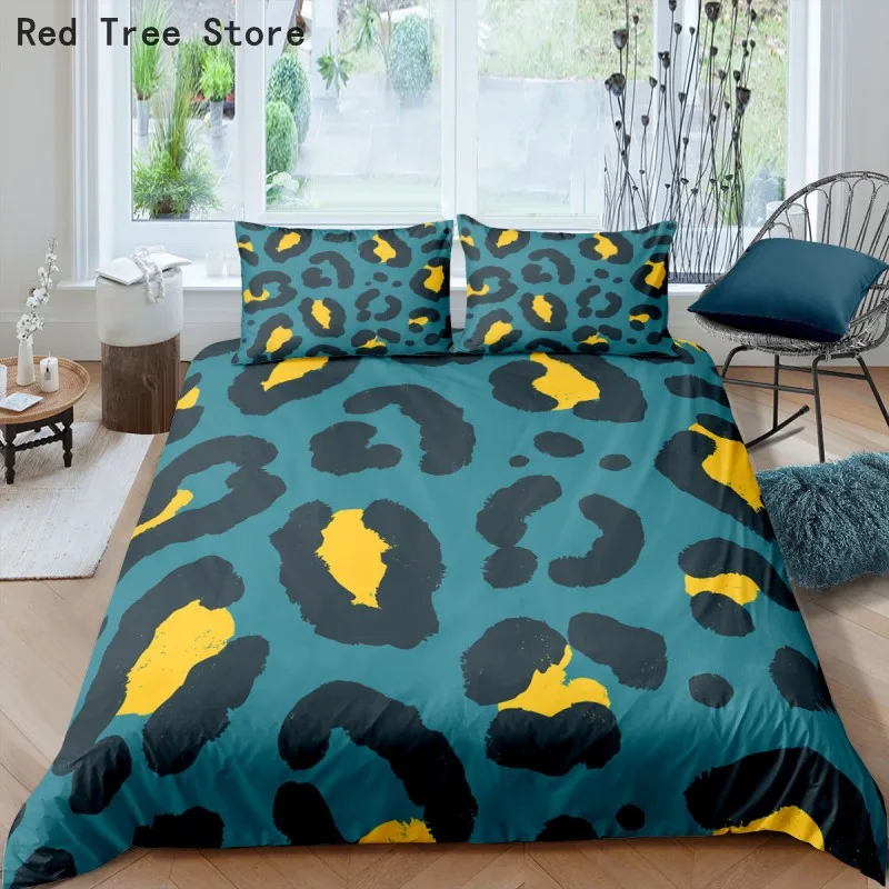 

Leopard Pattern Printed 3D Bedding Set King Queen Single Double Size Duvet Cover Pillowcase with Zipper 2/3pcs 220x240 Euro Size