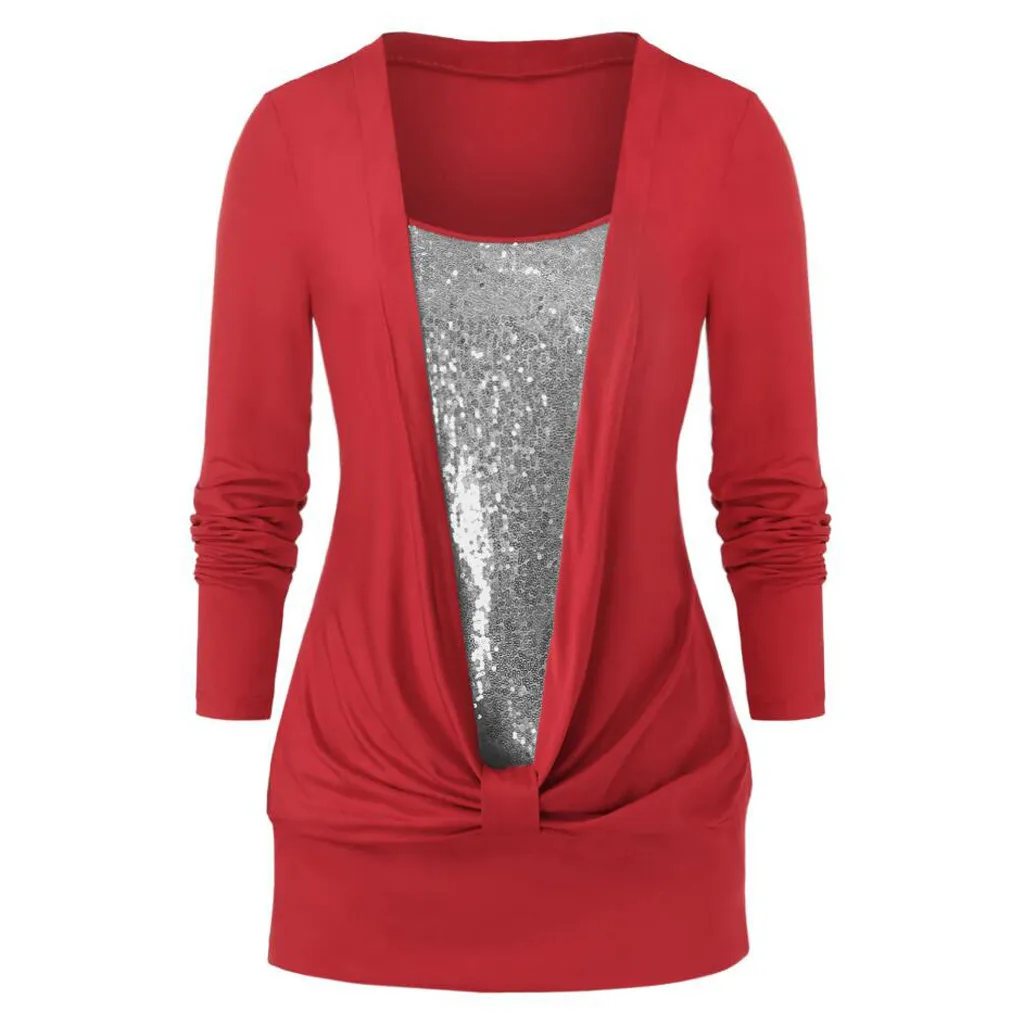 Женская блузка с блестками и квадратным вырезом размеры до 5XL | одежда