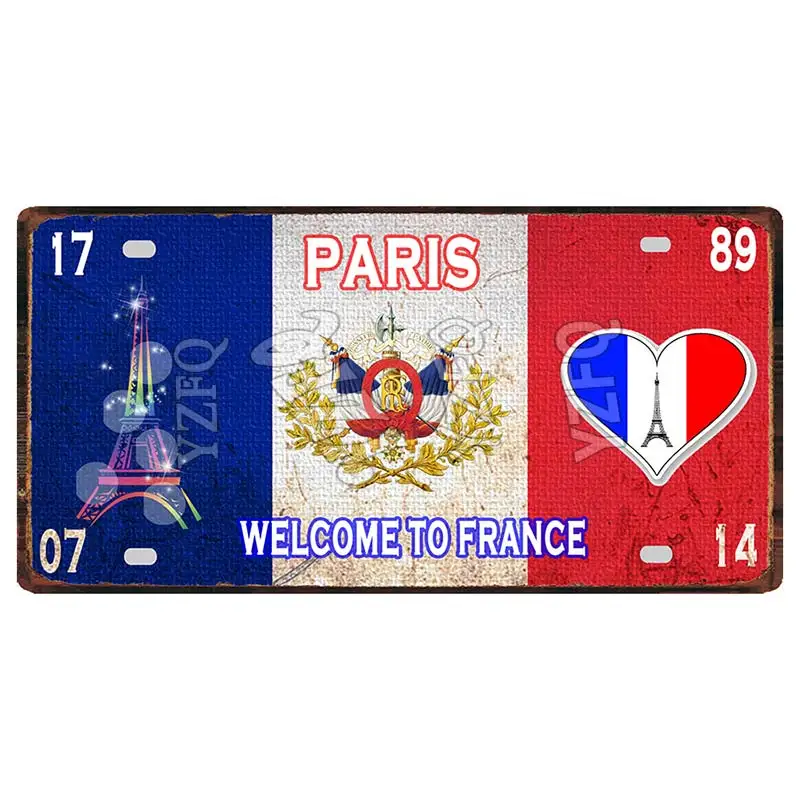 Металлические дорожные сувениры 30x15 см в стиле Парижского города ретро