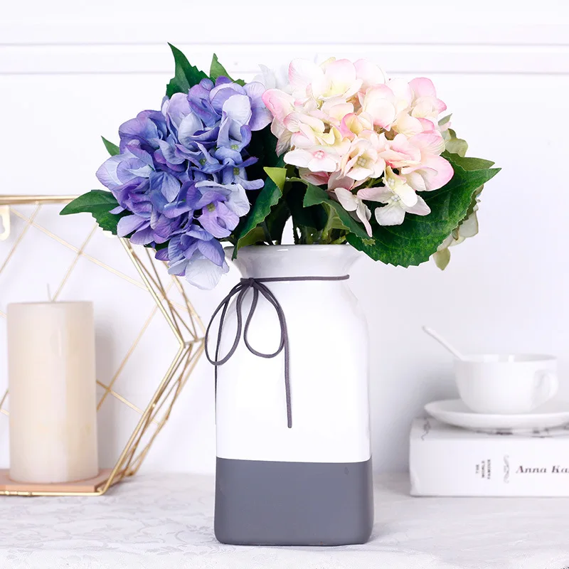 

Simulation Hydrangea Hand Embroidery Hydrangea Home Decoration Wedding Road Introduction Artificial Silk Flower Home Decore
