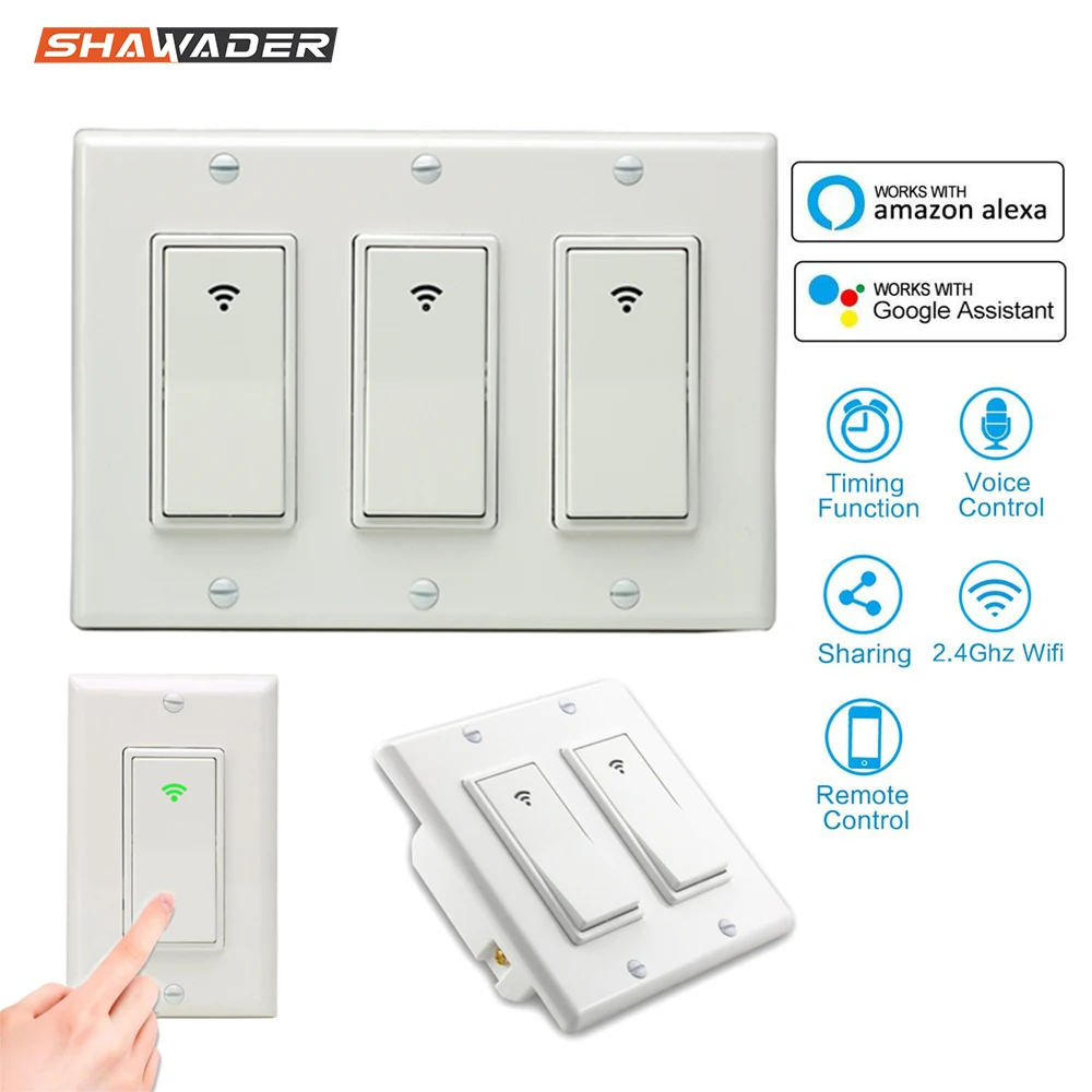 WI FI умный светильник выключатель лампы 10A нам прямоугольная пусковая кнопка