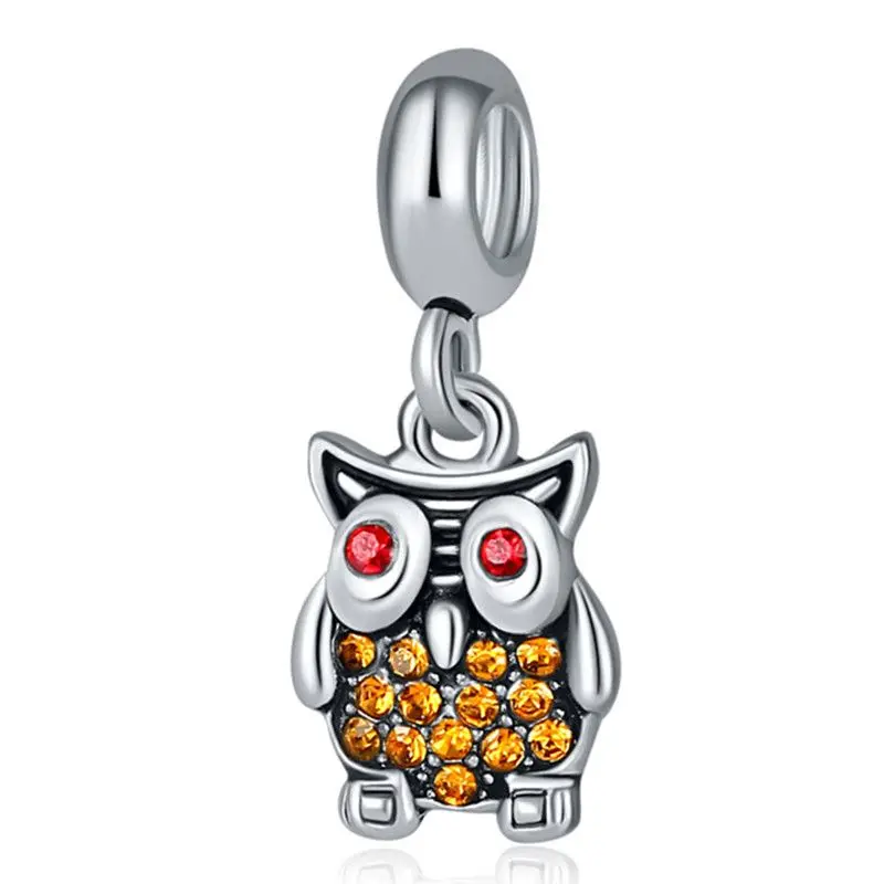 

1Pcs New Cute Owl Pendant DIY Beads Suitable for Original Pandora Charm Bracelet Ladies Jewelry Making Gifts