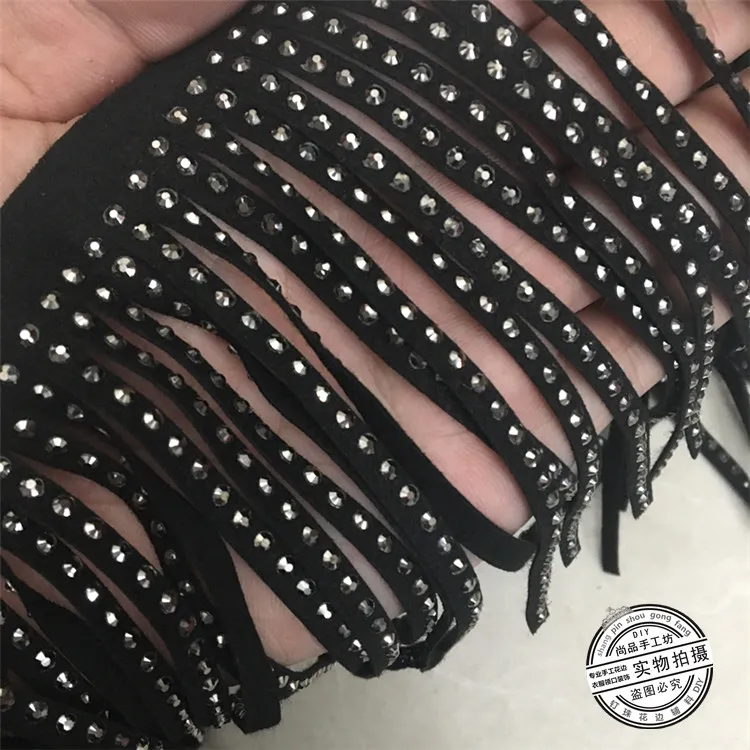 Черный бархатный кожаный с кисточками ручной работы фланелевая заклепка