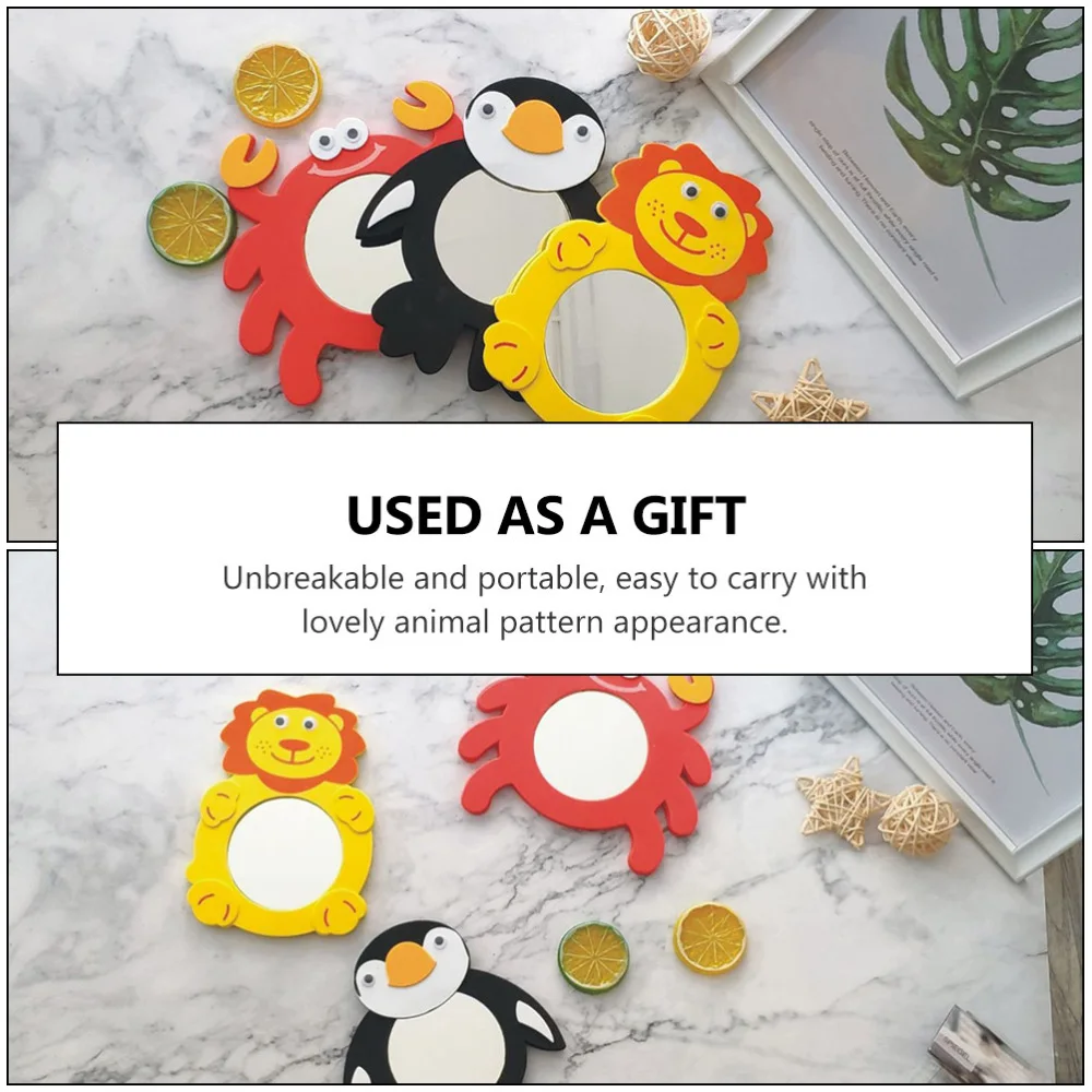 

3Pcs Performance Mirror Prop Cartoon Animal Shaped Mirror Kid Toy (Random Style)