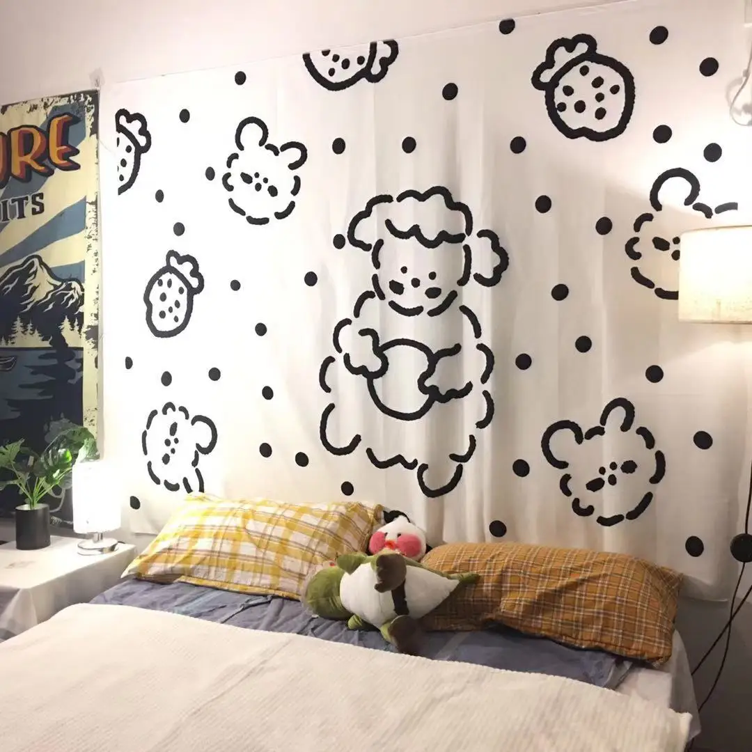 Гобелен на стену милый Декор для комнаты украшение спальни овечка белый пляжный