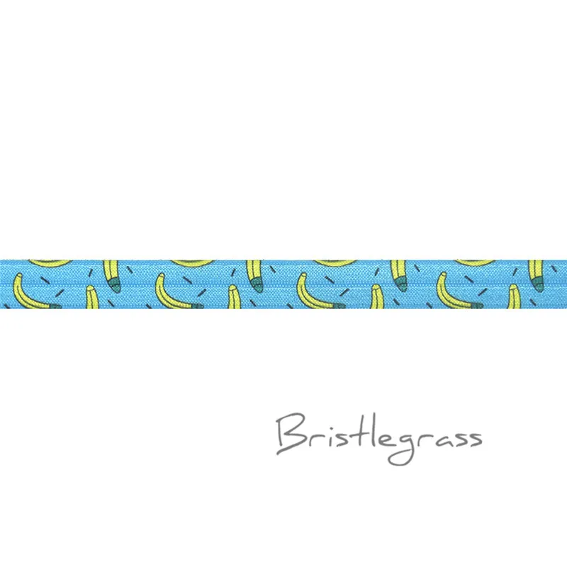 Banana BRISTLEGRASS 2 ярда 5/" 1,5 см Сова Фламинго цветочный принт враг складной над эластичными повязка из спандекса волос галстук платье с повязкой швейная отделка - Цвет: Banana