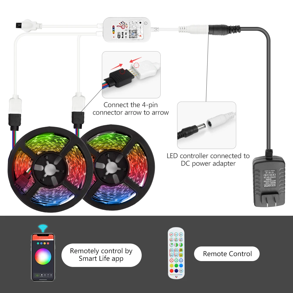 

WiFi DC5V-24V LED RGB Controller Remote For LED Strip Light Wireless Remote Controller SMD 2835 5050 RGB LED Strip Controller