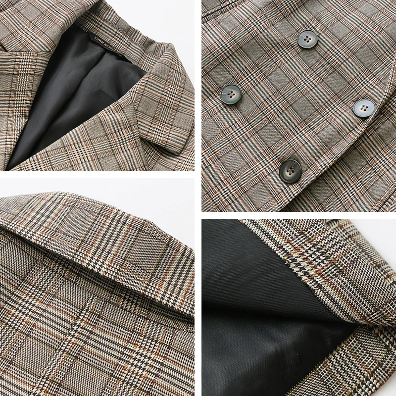 

HStar spring striped plaid blazer coat women casual long sleeve outwears ladies blazer button loose coat