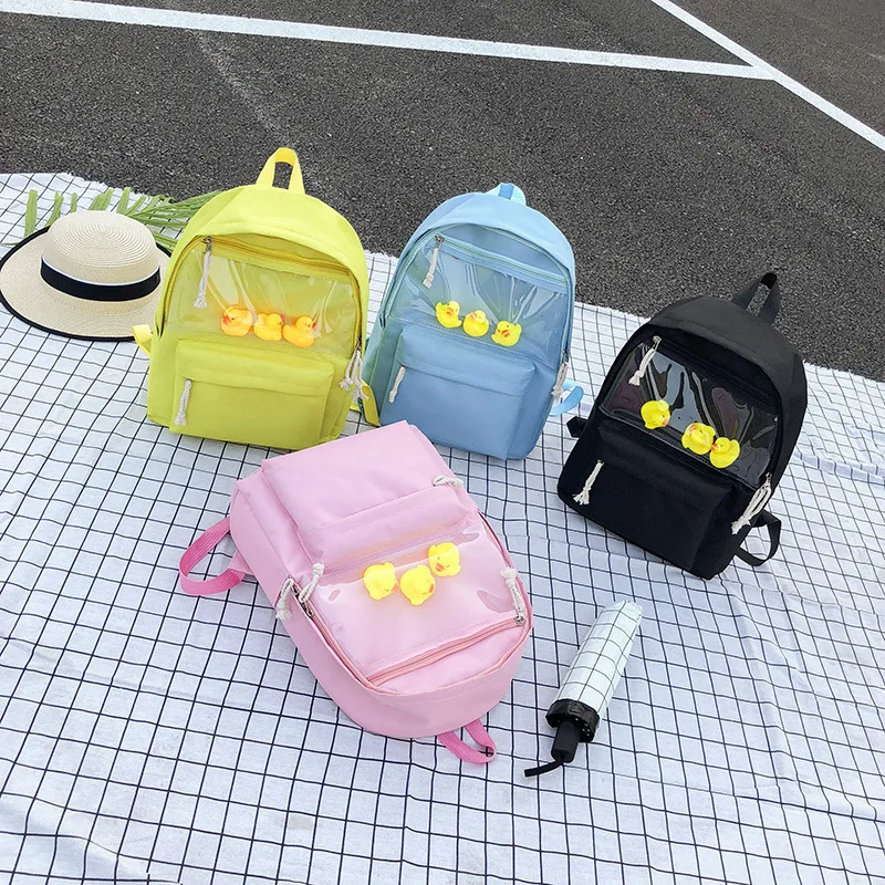 Женский прозрачный рюкзак в виде желтой утки маленький студенческий Корейском