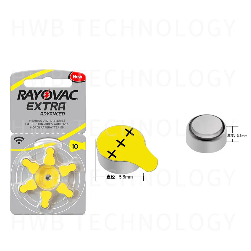 Дополнительные батарейки Rayovac 60x10 (карта) 10 A10 p10 PR70 Цинковый воздушный Аккумулятор