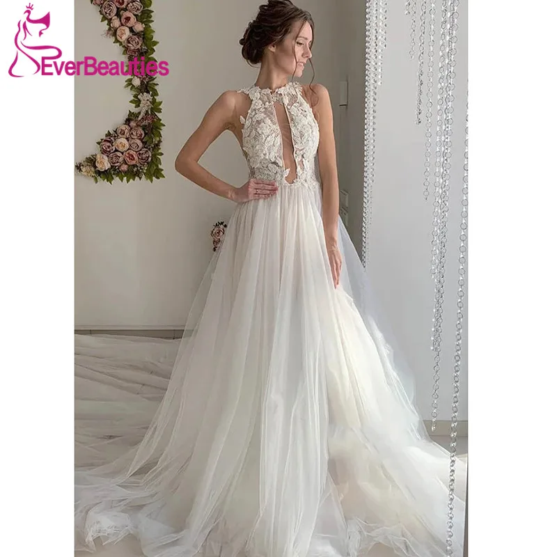 

suknia ślubna Wedding Dress 2020 Robe De Mariee Appliques Vestido De Noiva Flowly Long Train Boho Bride Dresses