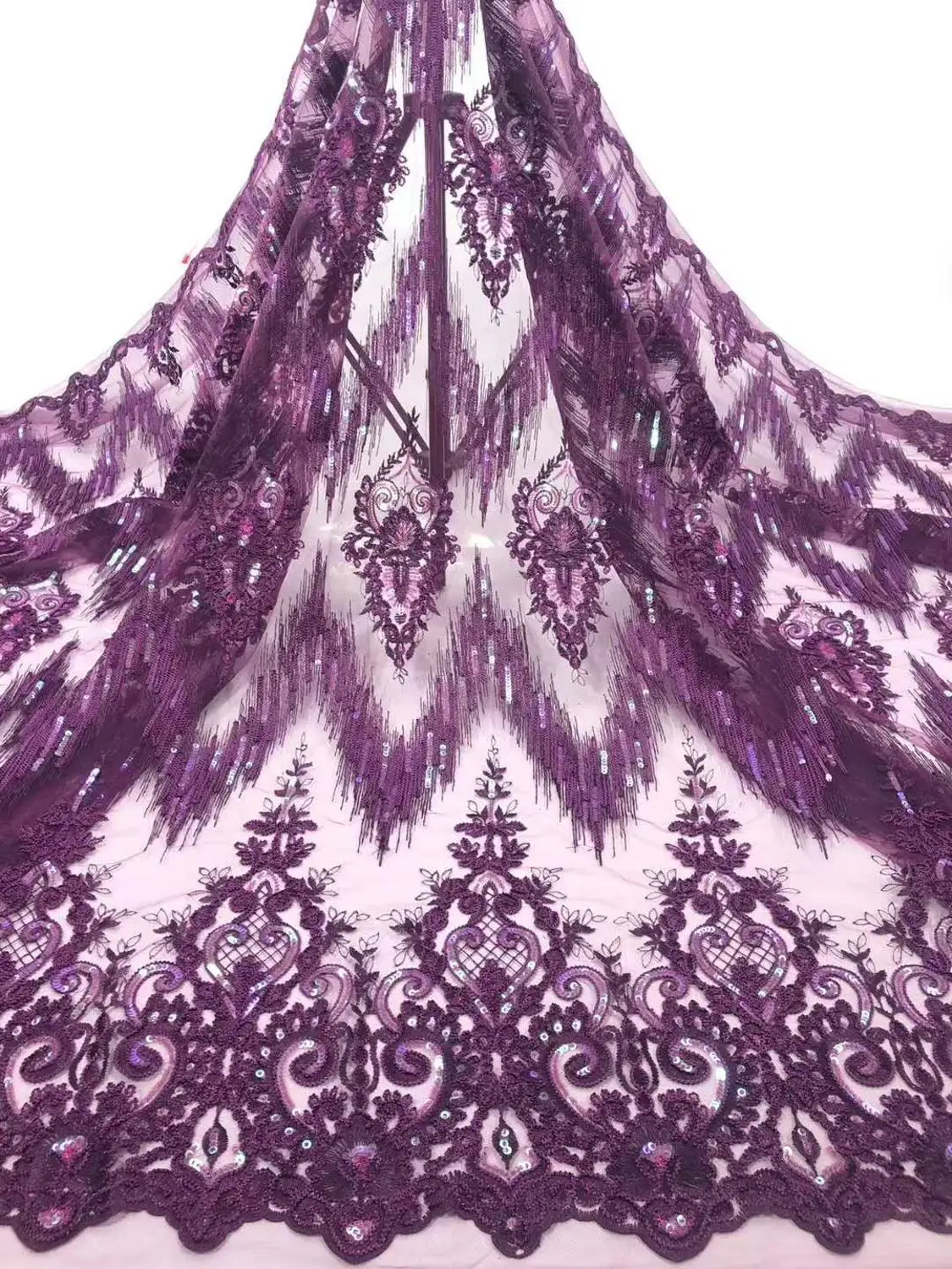

Fine dress fabric African sequin embroidery French mesh lace Colombian style fabric party/evening dress wendding design’ 5yards