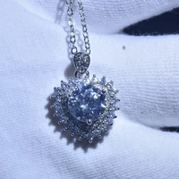 1 carat diamond jewelry s925 sterling silver 45cm necklace bijoux femme pendant women silver 925 jewelry collares mujer gemstone