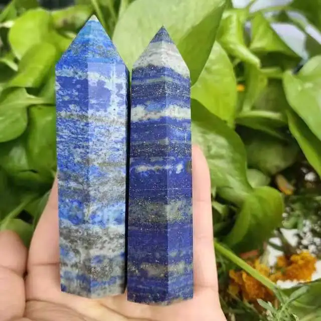 

1pc 80mm-90mm Wholesale Natural Lapis Lazuli Point Healing Crystal Stone Tower for feng Shui Decoration