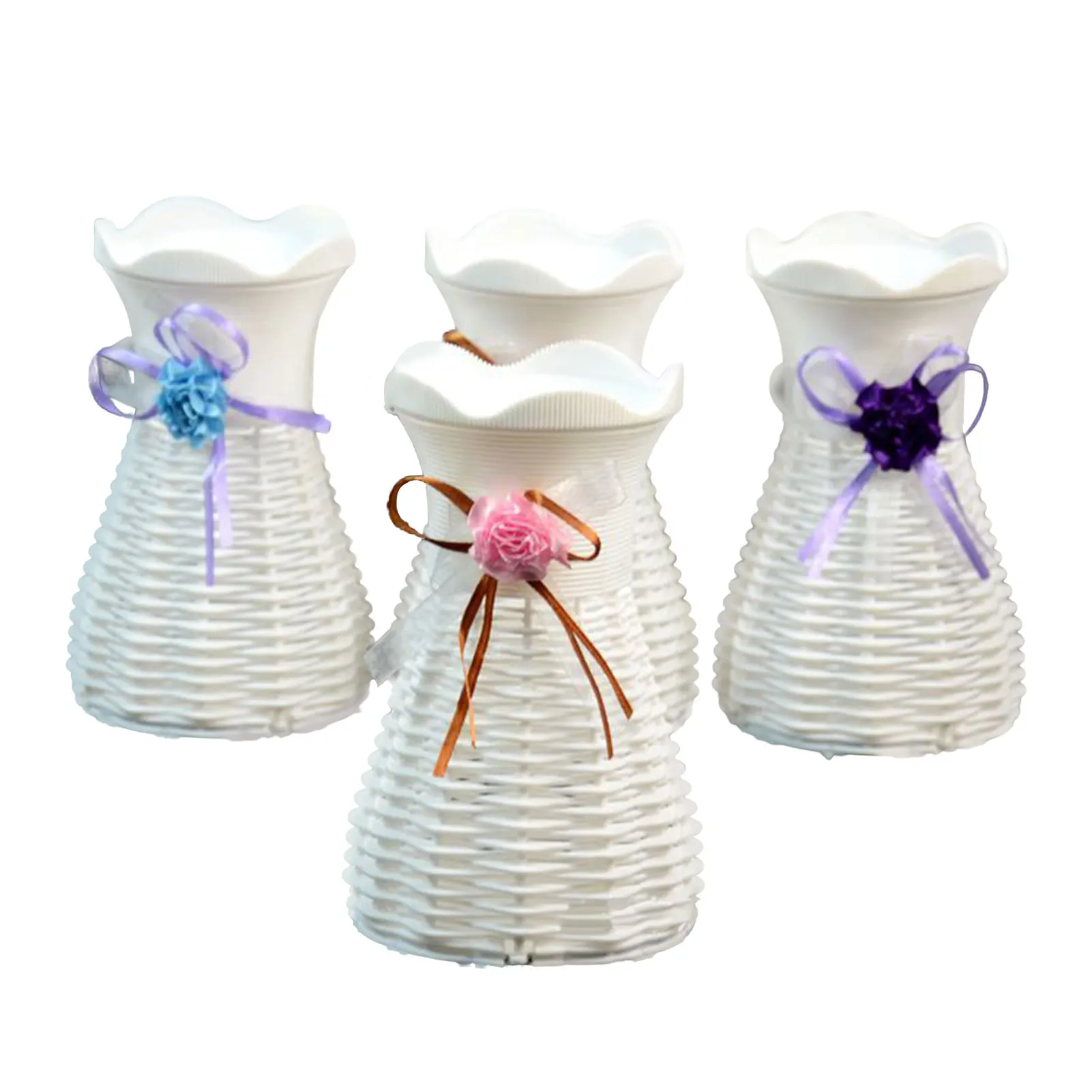 

Plastic Vase Modern Table Vase Flower Plant Table Decoration Vase White Rattan Plastic Vase