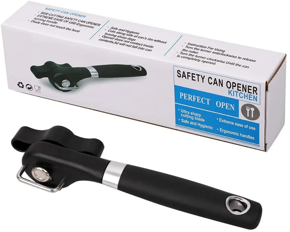 

Professional Ergonomic Manual Can Opener Bottle Opener Knife Side Cut Manual Kitchen Gadgets for Jars Canisters US Warehouse
