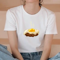 t shirt harajuku women fashion breakfast theme printed short sleeve t shirt white suitable all seasons tshirts