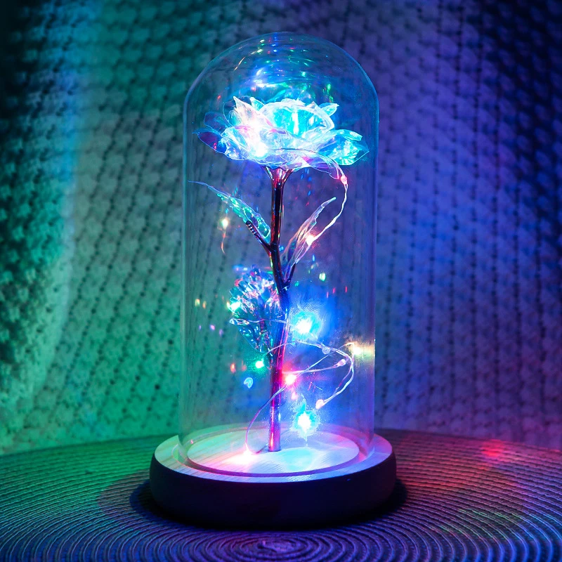 

Valentines Day Gift for Girlfriend Eternal Rose LED Light Flower In Glass Cover Mothers Day Wedding Favors Bridesmaid Gift