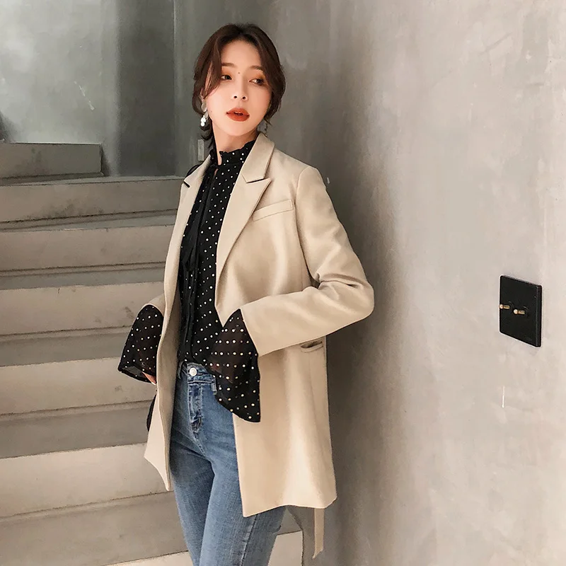 Весенне зимний женский модный офисный костюм на пуговицах Повседневная тонкая