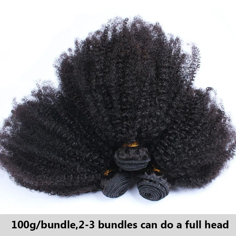 Монгольские афро кудрявые пряди волос 100% человеческие волосы с закрытием 4B 4C