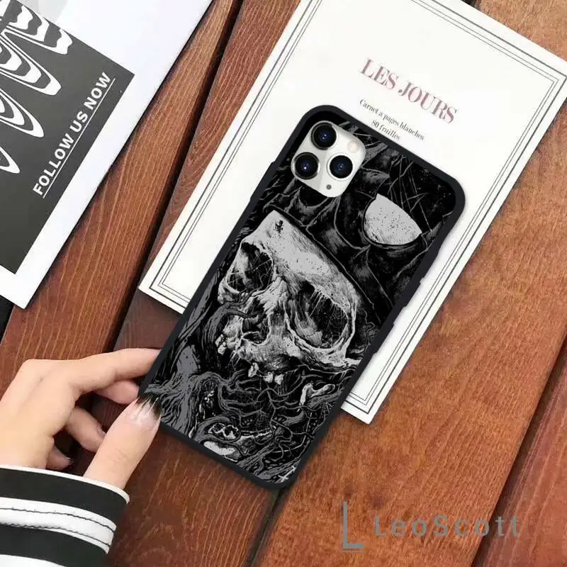 

Skeleton Horror pattern art Phone Case for iPhone 11 12 pro XS MAX 8 7 6 6S Plus X 5S SE 2020 XR Soft Silicone Shell Cover Funda