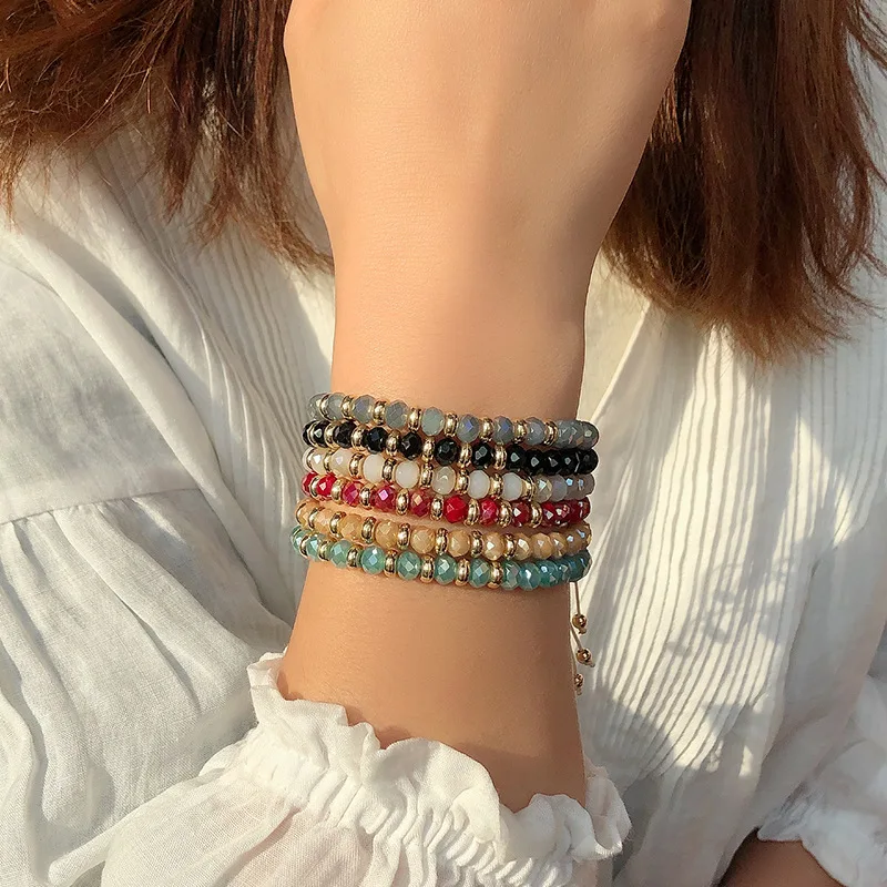 

New Fashion Adjustable Hand Woven Beaded Bracelet For Women Bts Multicolor Round Bead Bracelet Femme Charm Female Bangle Jewelry
