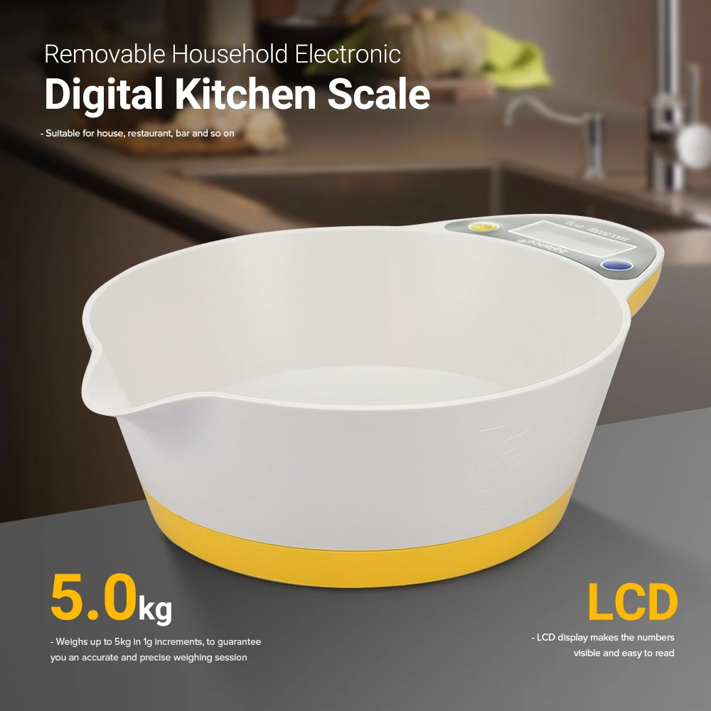 

Household Electronic Digital Kitchen Scale LCD Display Scale Measuring Weight Hand Tool Removable