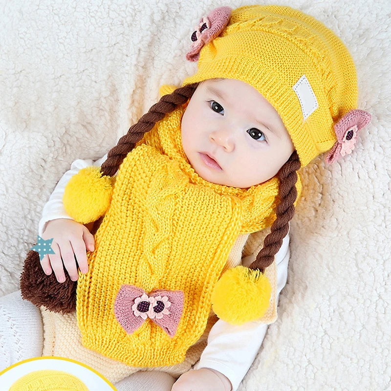 Одежда для мамы и ребенка аксессуары шапки вязаные зимние теплые шарф маленьких