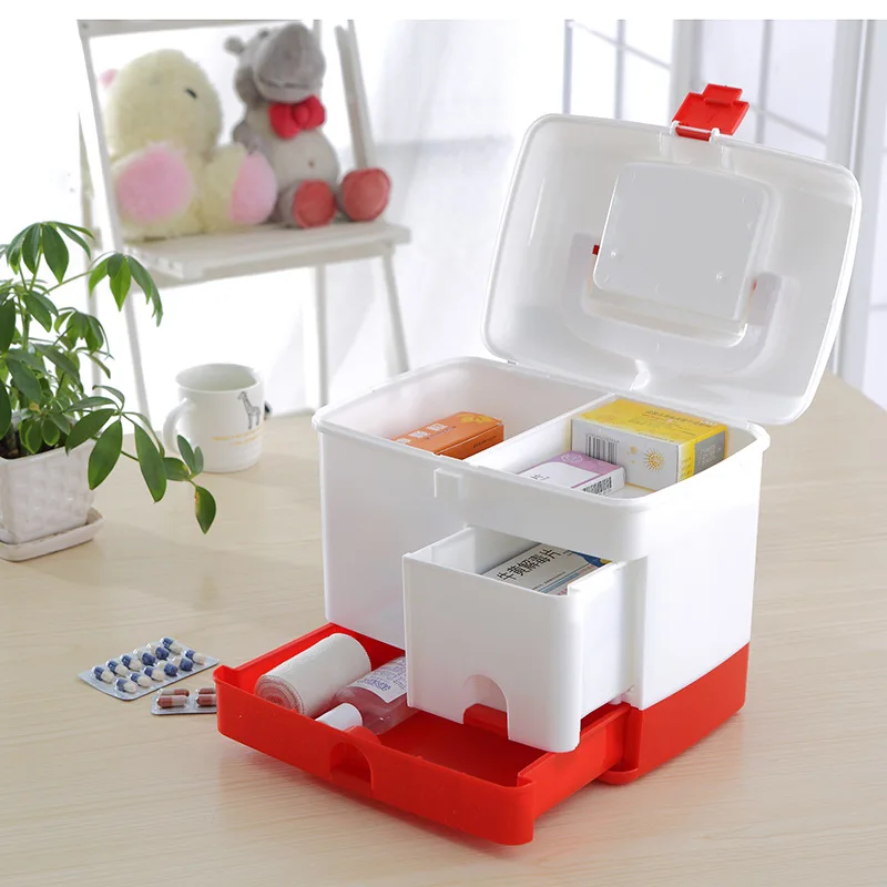 

3 Layer Medicine Drawer Health Box First Aid Kit Storage Bin Organizer Model Case Portable Large Capacity