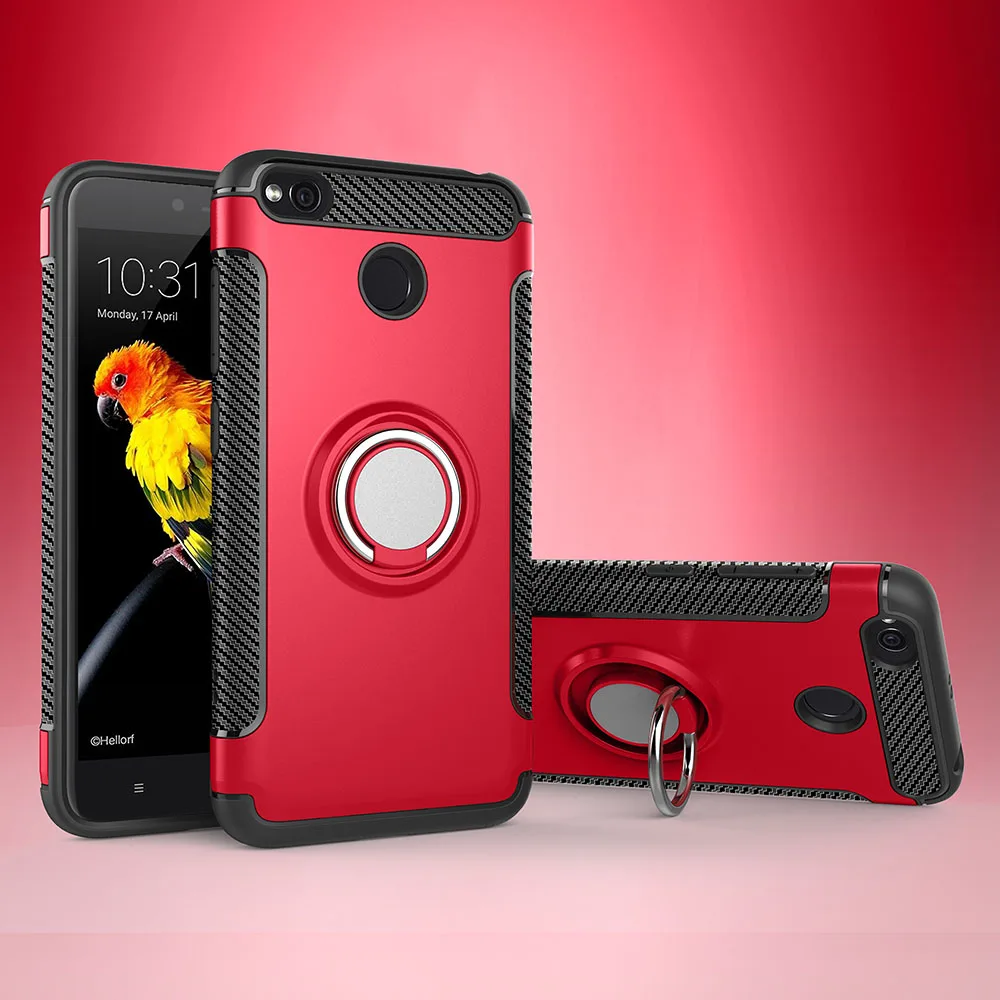 Red Противоударный чехол для Xio mi Red mi 5 Plus Note 5A с магнитным кронштейном чехол с кольцом для пальца для Xiaomi mi A1 A2 Red mi 4X Note 4X чехол - Цвет: Red
