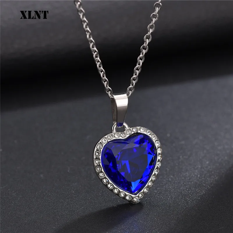 XLNT модная пленка ювелирные изделия Титаник сердце Морское ожерелье с синими
