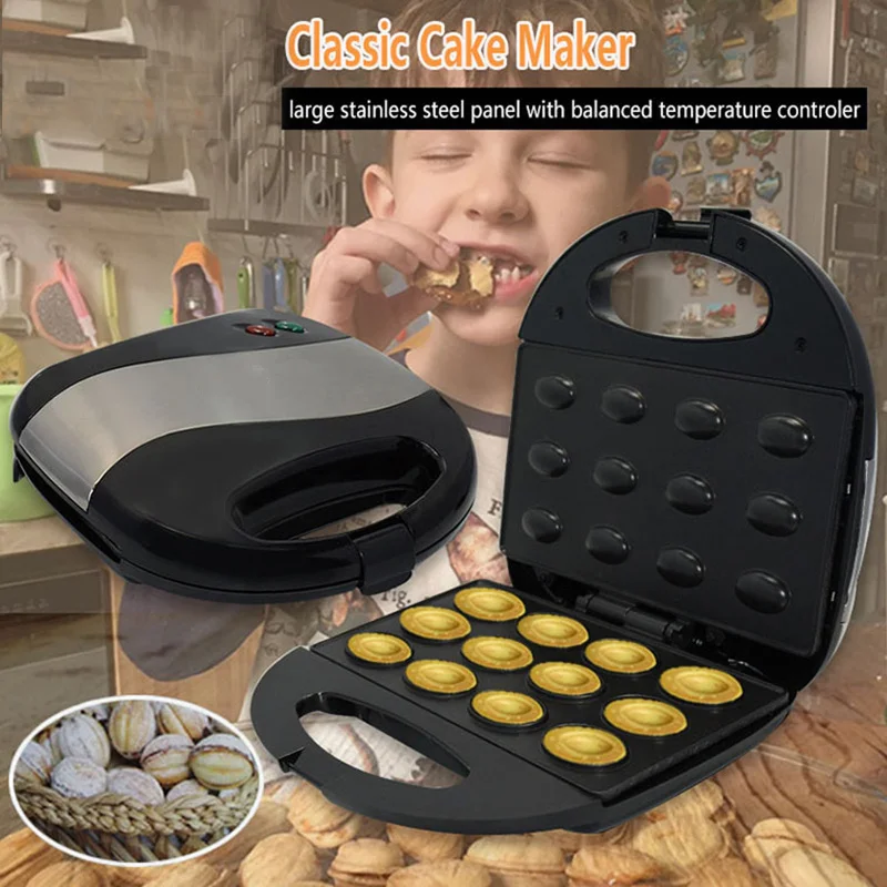 

Electric Nut Cake Maker Automatic Nut Waffle Bread Baking Machine Sand Toaster Baking Breakfast Pan Dried Snack Baking Tools