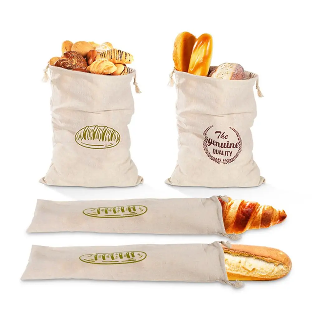 

1pc Reusable Linen Bag Homemade Craft Bread Storage Bag with Drawstring Bread Storager Eco-friendly Bag For Groercy Vegetables