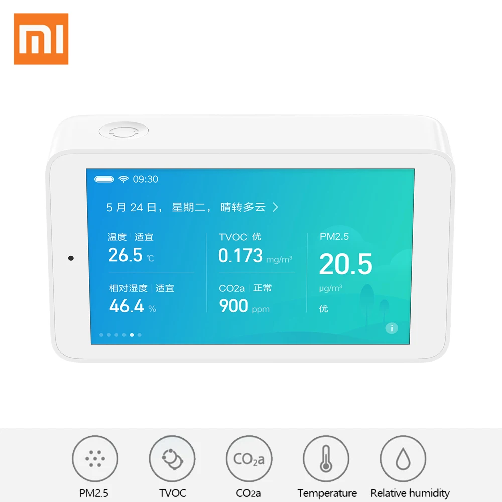 

90% New Xiaomi Mijia PM2.5 Tester Air Detector High-precision Sensing 3.97 Inch Touchscreen USB Interface CO2a Humidity Sensor