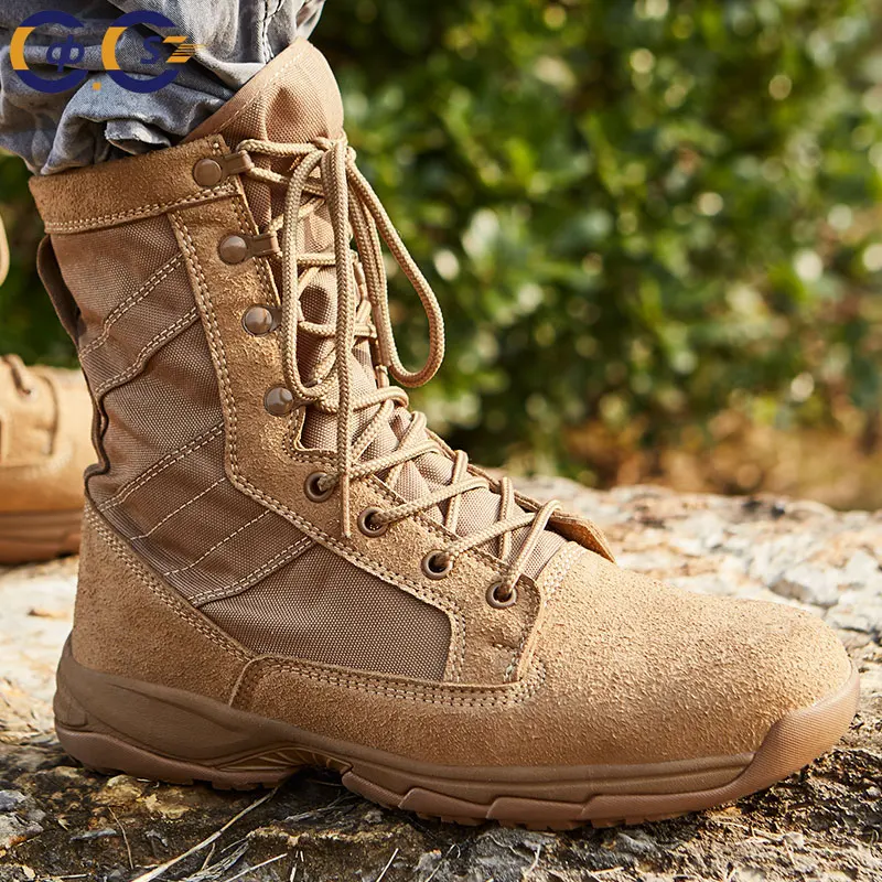 Spring outdoor combat boots sand-colored special forces fan high top breathable tactical training land training hiking boots men