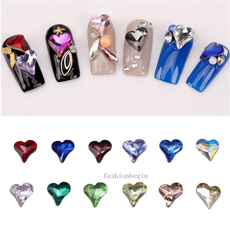 20 шт./лот 8 мм в форме сердца с загнутыми задними кристаллами граненые стеклянные