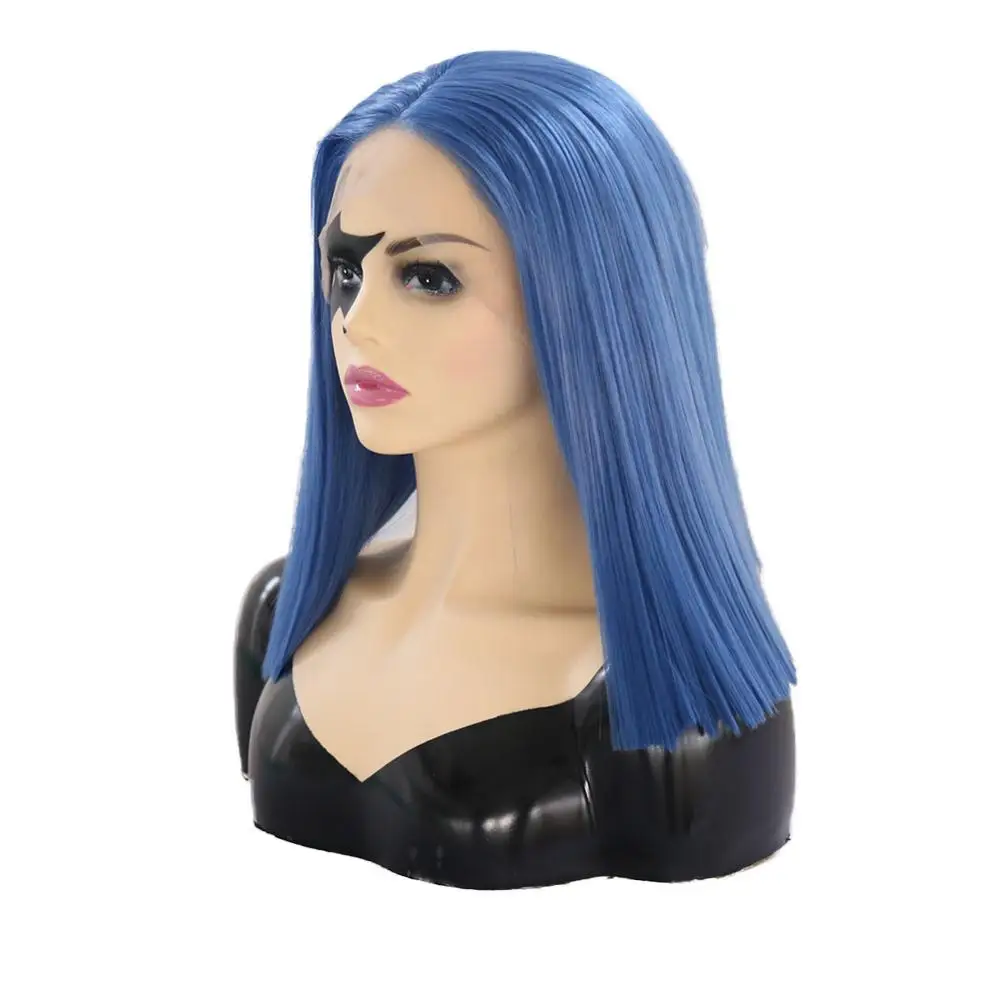 Charisma 14 дюймов короткий боб парик синий цвет синтетический на кружеве для женщин