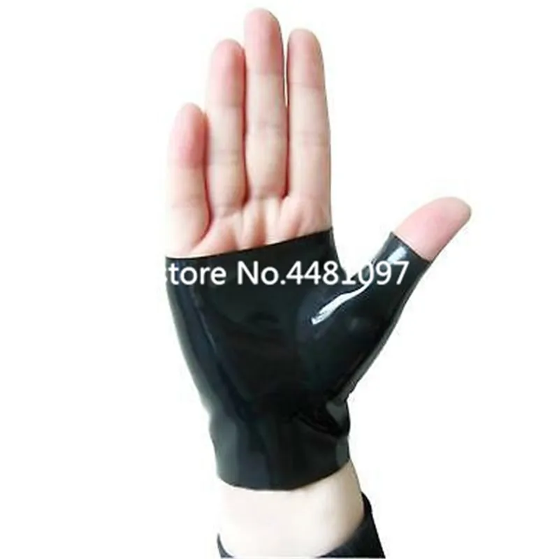 Сексуальные латексные секреты Короткие перчатки без пальцев на запястье женские