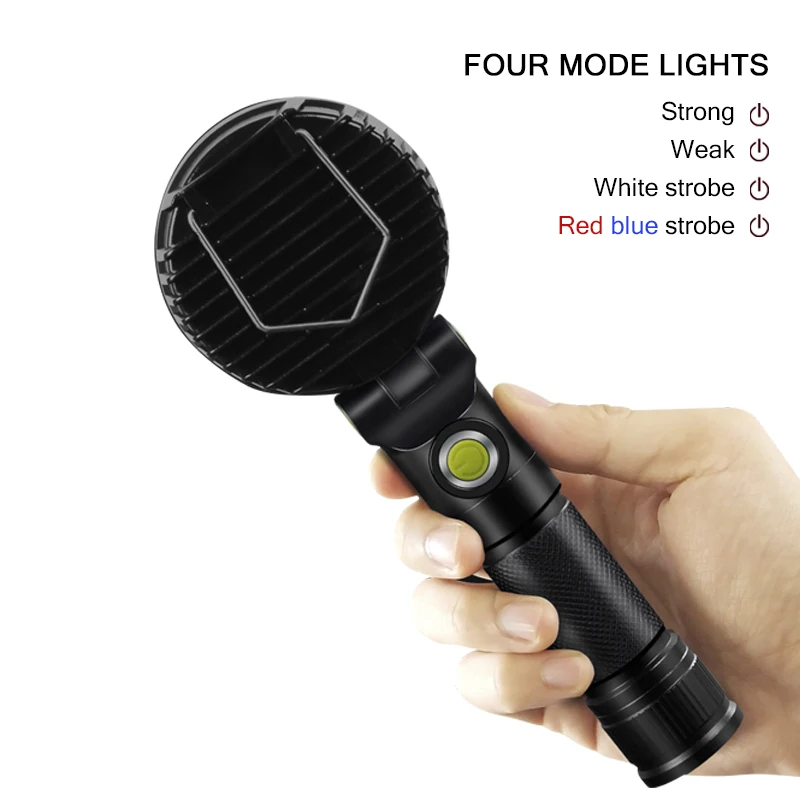 torch flash light red blue white with Magnet Micro USB 18650 charge hunting camping waterproof lanterna cob led flashlight | Лампы и