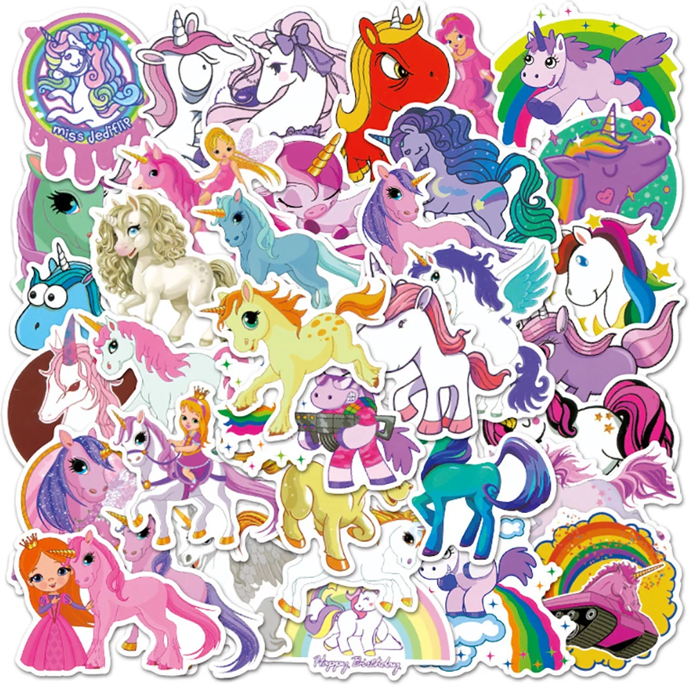 

50 шт. красочные Мультяшные наклейки с единорогом, автомобиль, скейтборд, телефон, гитара, ноутбук, велосипед, водонепроницаемые граффити, на...