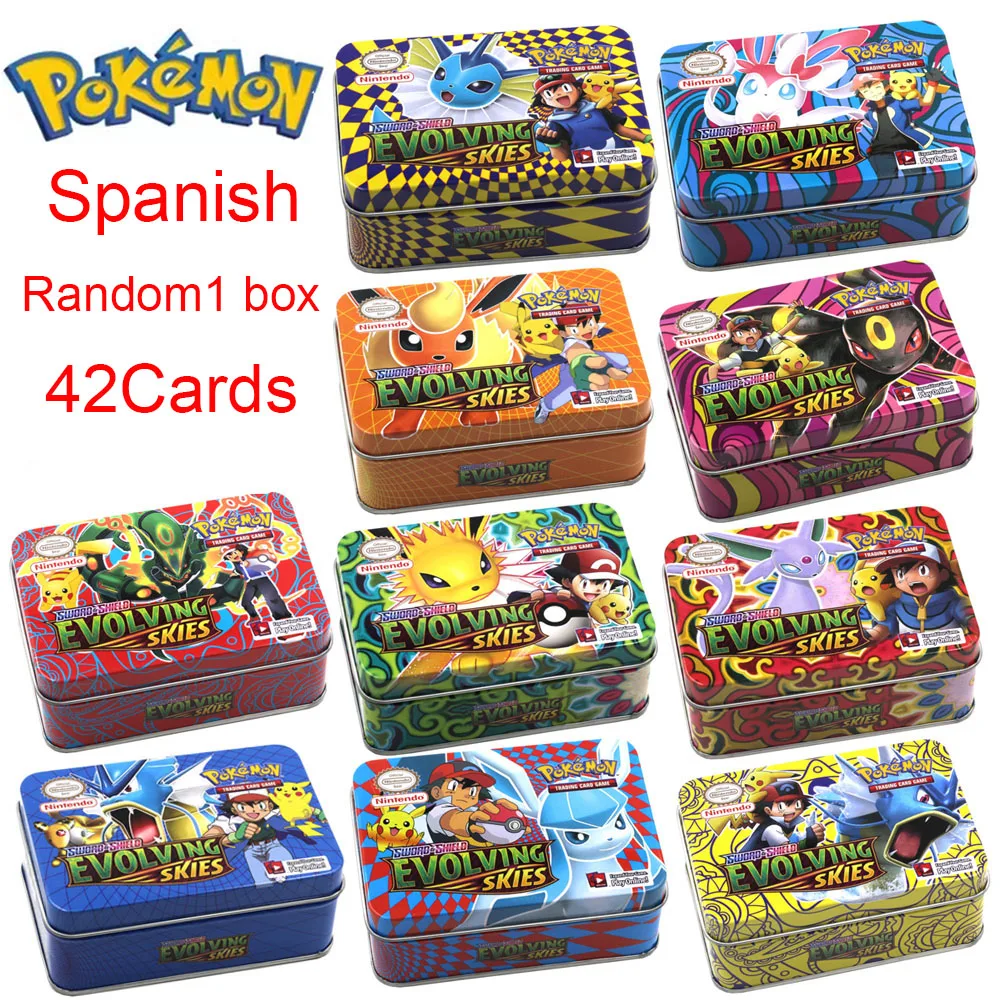 2021 Новые популярные карты Pokemon испанские английские французские развивающиеся