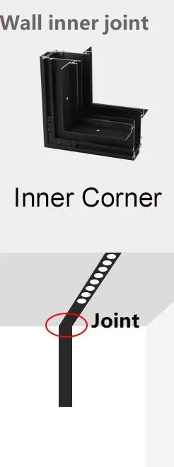 Wall corner Joint Трек разъем для магнитной лампы светодиодный Трек освещение Khelse разъемы рельсовый держатель ленты Алюминиевый Подвесной магнит крепление огни - Испускаемый цвет: Wall corner Joint