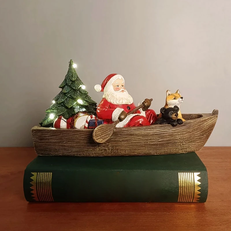

Santa Christmas Decoration New Year Gift Room Christmas Ornaments Statues Boat Sculptures Crafts