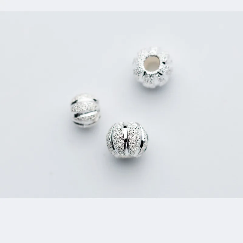 5/6MM 925 Sterling Silver Dull Polish Round Spacer Beads Pumpkin Suit for Bracelet Necklace Loose Diy Jewelry Making | Украшения и