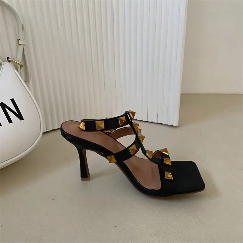 

Rivet Shoes Roman French High Heel Shoes Sandals Summer 2021 New Fairy Style Stiletto Sandals