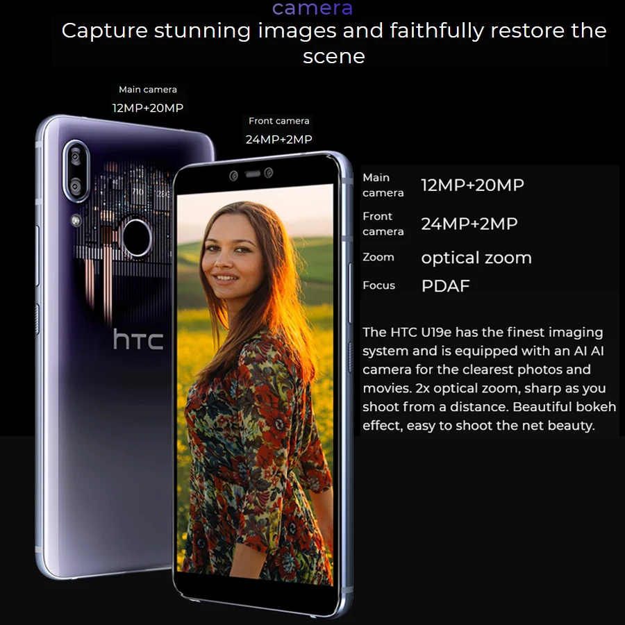 Мобильный телефон htc U19E 4G LTE 6," 1080x2160p 6 ГБ ОЗУ 128 Гб ПЗУ две sim-карты Snapdragon710 Восьмиядерный NFC 3930 мАч Android 9,0