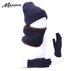 Трехкомпонентная Шапка-шарф, перчатка, женская шапочка, кепка с сенсорным экраном, зимняя теплая вязаная бархатная шапка, эластичные уличные шапки унисекс