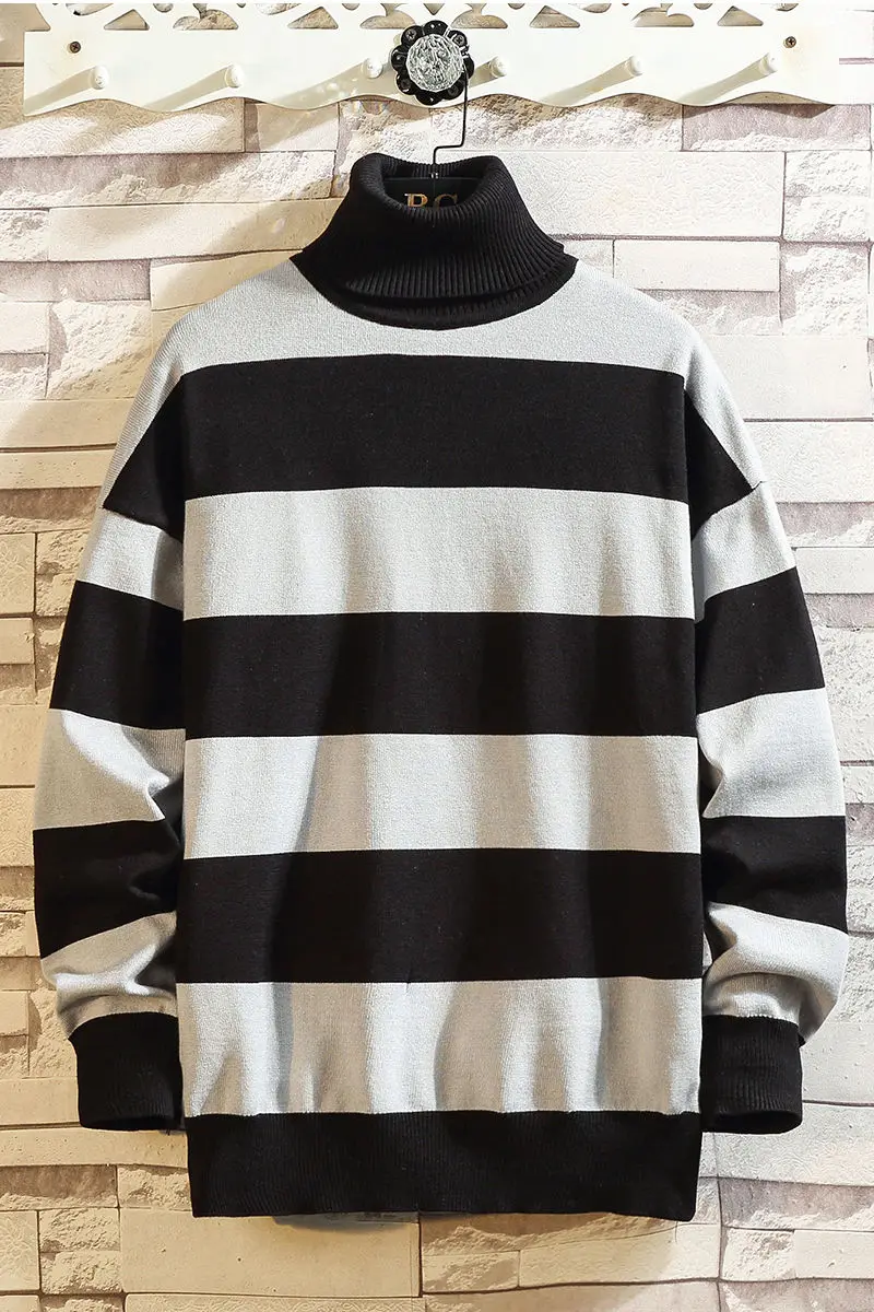 

New Autumn Sweater Trend Man Knitting Unlined Upper Garment Stripe Sleeve Head pullover men large size 5XL Free shipping black