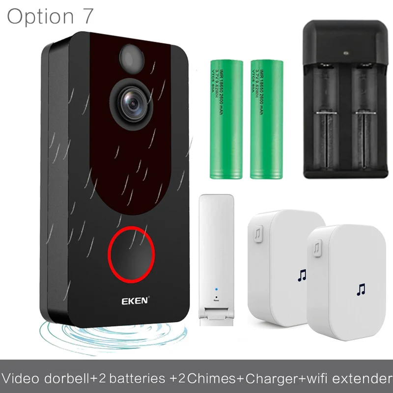 option 7 Eken V7 видеодомофон 1080p Full HD видео дверной звонок ночного видения беспроводная Защита сети видеозвонок Wi-Fi видеоглазок Домашний монитор домофон смартфон видео дверной звонок - Цвет: option 7